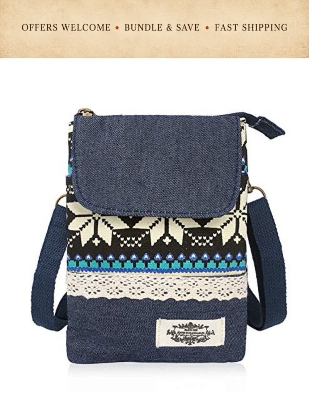 MEISEE Canvas Crossbody Phone Purse Multi-Pocket Travel Wallet